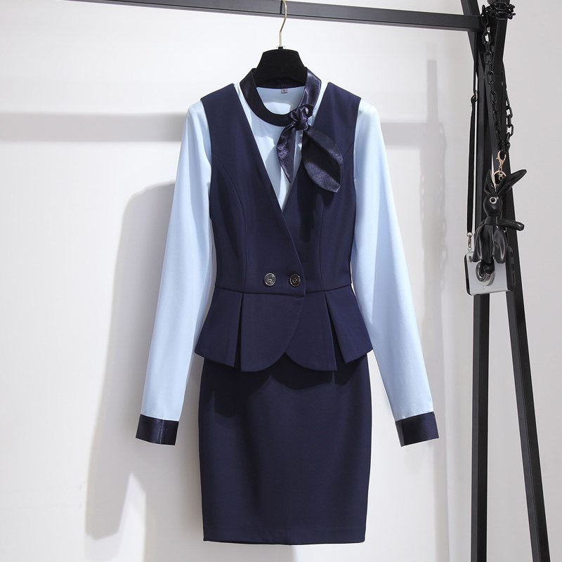 工作服女秋职业气质空姐职业装套装上班前台工作S装售楼部高端套