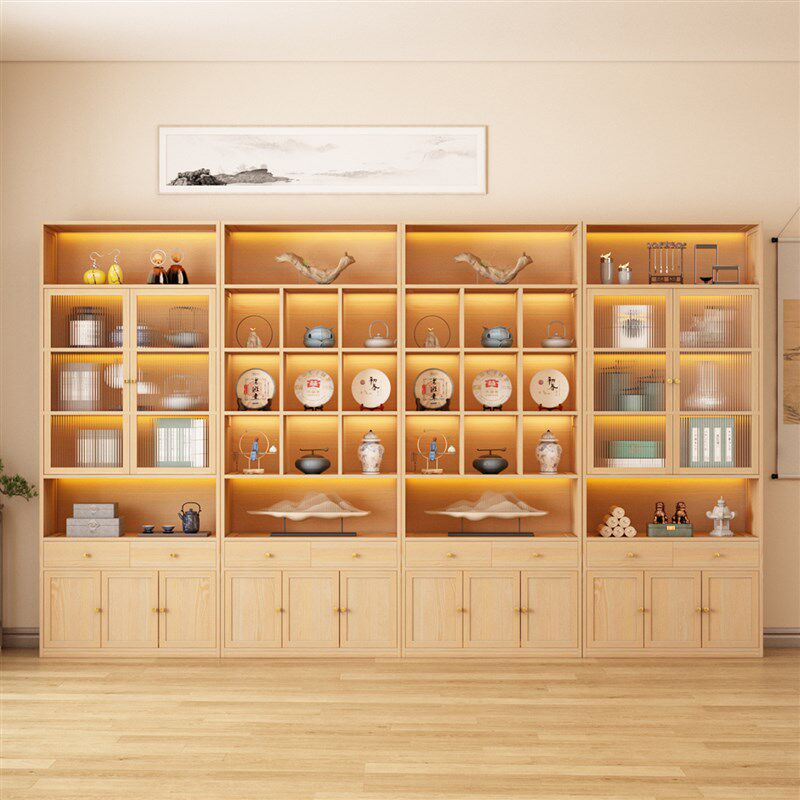 茶叶展示柜茶叶店陈列柜货架货柜实木茶J桌背景柜酒柜产品柜储物