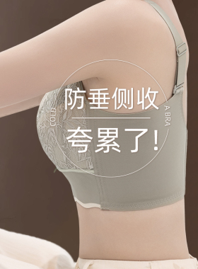 内衣女超薄款夏季防下垂矫u正调整型全罩杯大胸显小聚拢收副乳文