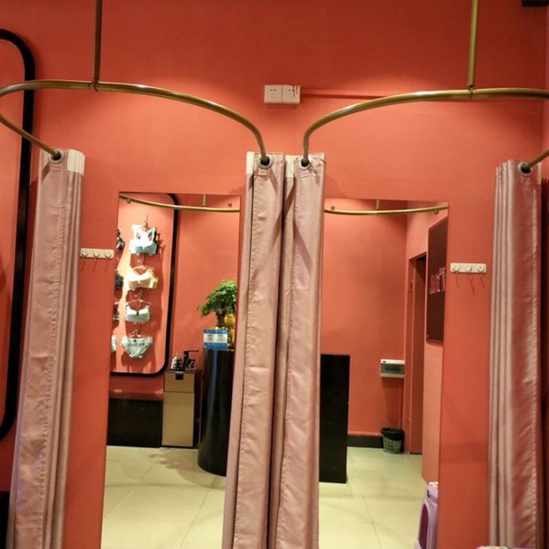 服装店U型试衣杆更衣室试衣圈试衣间G门帘杆c型杆试衣室铁艺弧形
