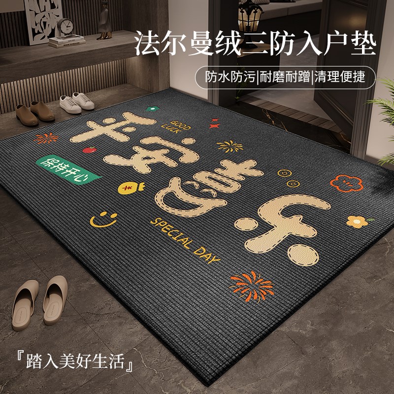 高级感入户门地垫客厅玄关进门地毯门口蹭土垫子防Y滑脚垫可裁剪