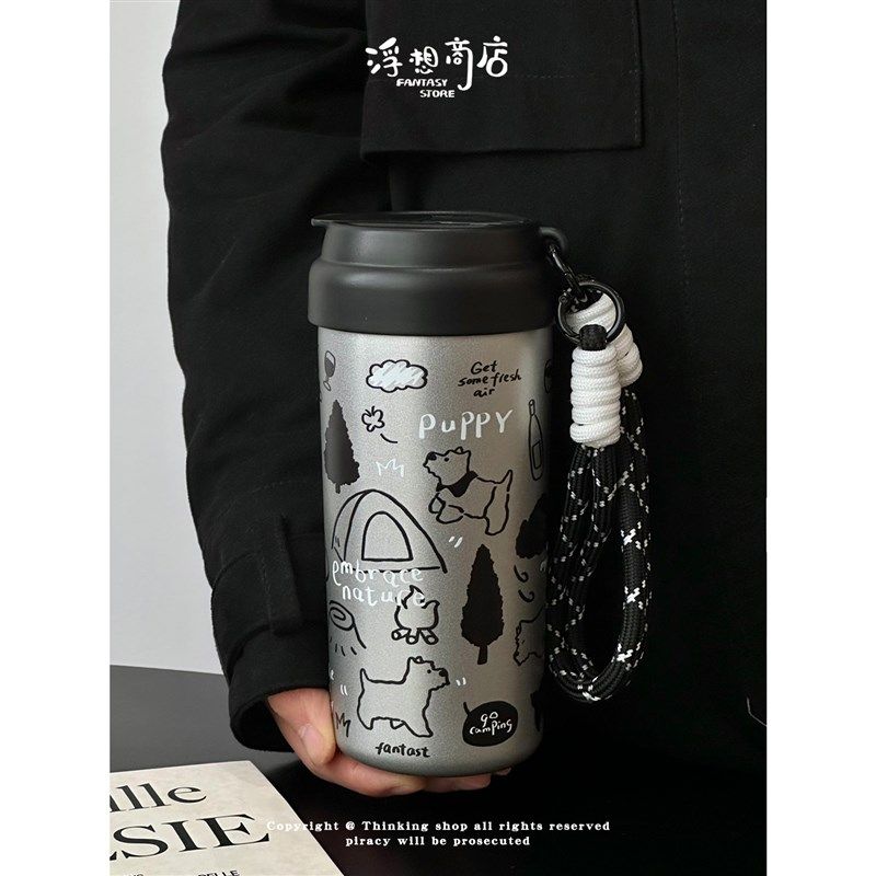 浮想陶瓷内胆保温杯女生高颜值便携吸管水杯子大容量男咖啡杯新款