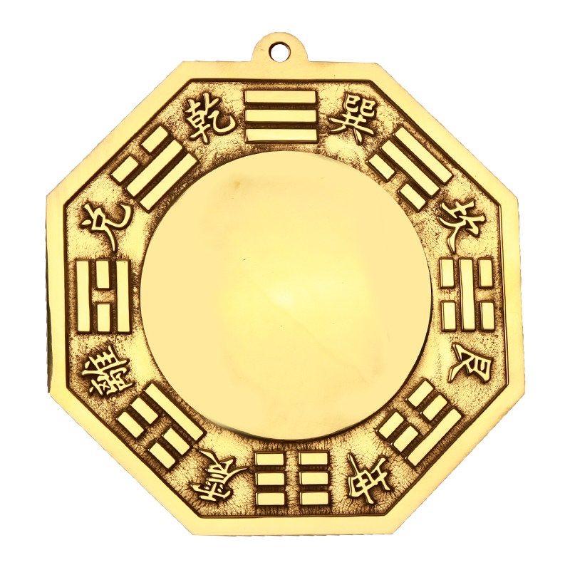 纯铜八卦镜阴阳鱼太极八卦镜凸透镜凹镜平面镜大小凹凸镜铜器摆件