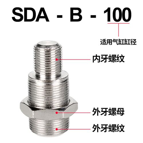 SDA薄型气缸内螺纹转外螺纹SDAB内牙转外牙SSD双外丝气动接头CQ2B