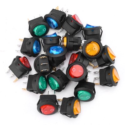 KCD1圆形猫眼开关按钮开关船型开关电源开关按钮开关20PCS 12V