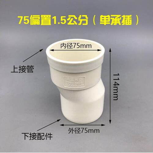 lsquo;75/110pvc偏心直接管古  排水管配件直通接头移位器内插单