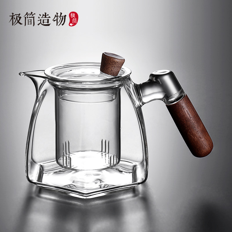 六角玻璃泡茶壶木把电陶炉煮茶壶带过滤茶水分离沏茶壶家用花茶壶