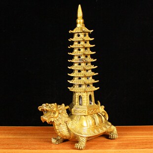 纯铜龙龟文昌塔九层塔书桌办公室家居饰品客厅办公桌书桌礼品摆件