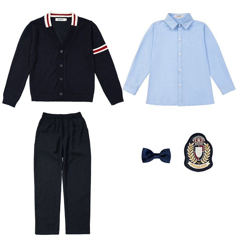 中学生校服春秋幼儿园园服开衫三件套小学生班服儿童英伦毛衣套装