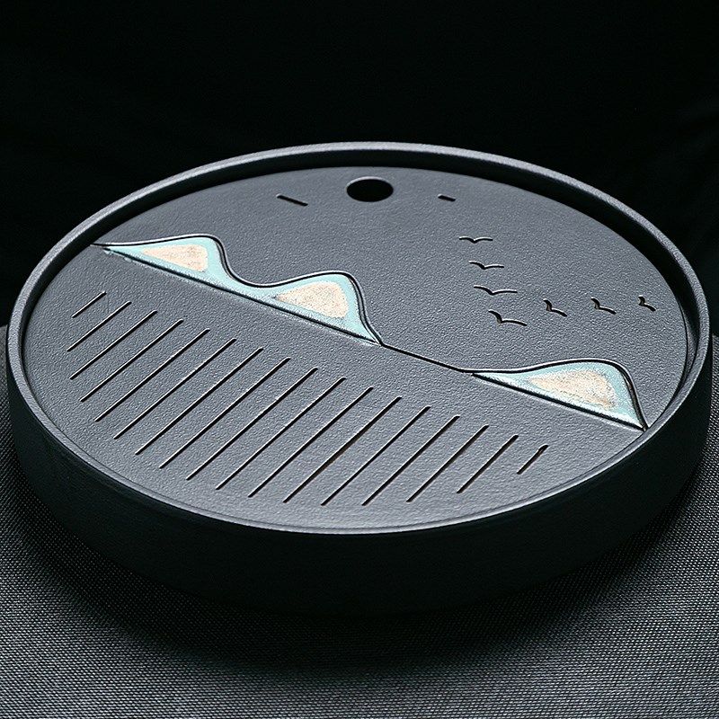 现代简约茶盘家用茶海沥水托盘陶瓷功夫茶具圆形储水干泡小型茶台,餐饮具,茶盘,淘宝优惠券,粉丝福利购,淘宝优惠卷