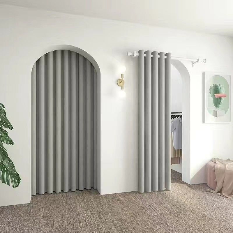 窗帘免打孔遮阳遮光帘q门帘穿杆空调挡风加厚厨房隔离油烟帘子挂