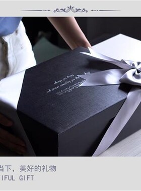 超大新款长方形礼品盒子黑色礼物盒大码生日礼盒空盒流星球包装盒