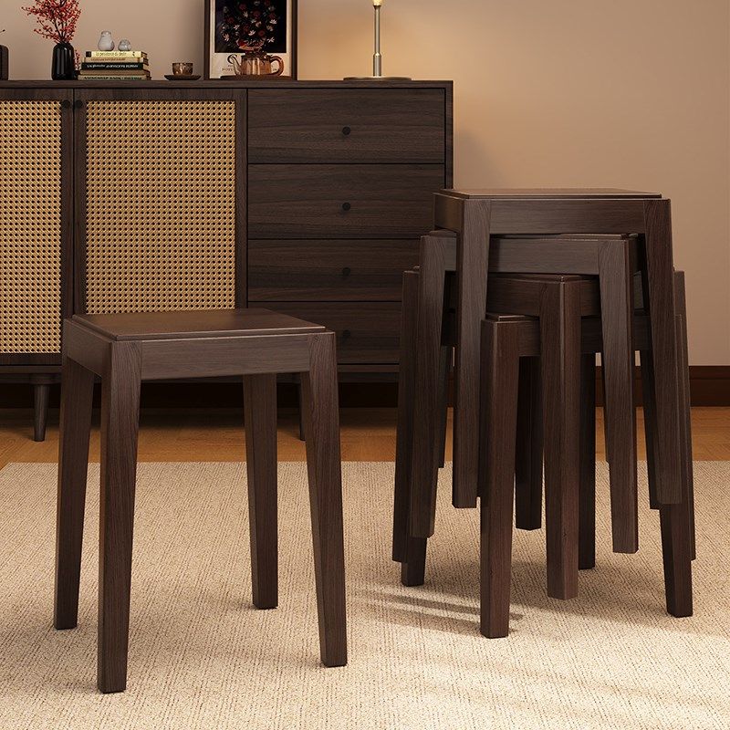 实木家用凳子可叠放方凳客厅餐凳结实耐用客厅备用高板凳餐桌椅子