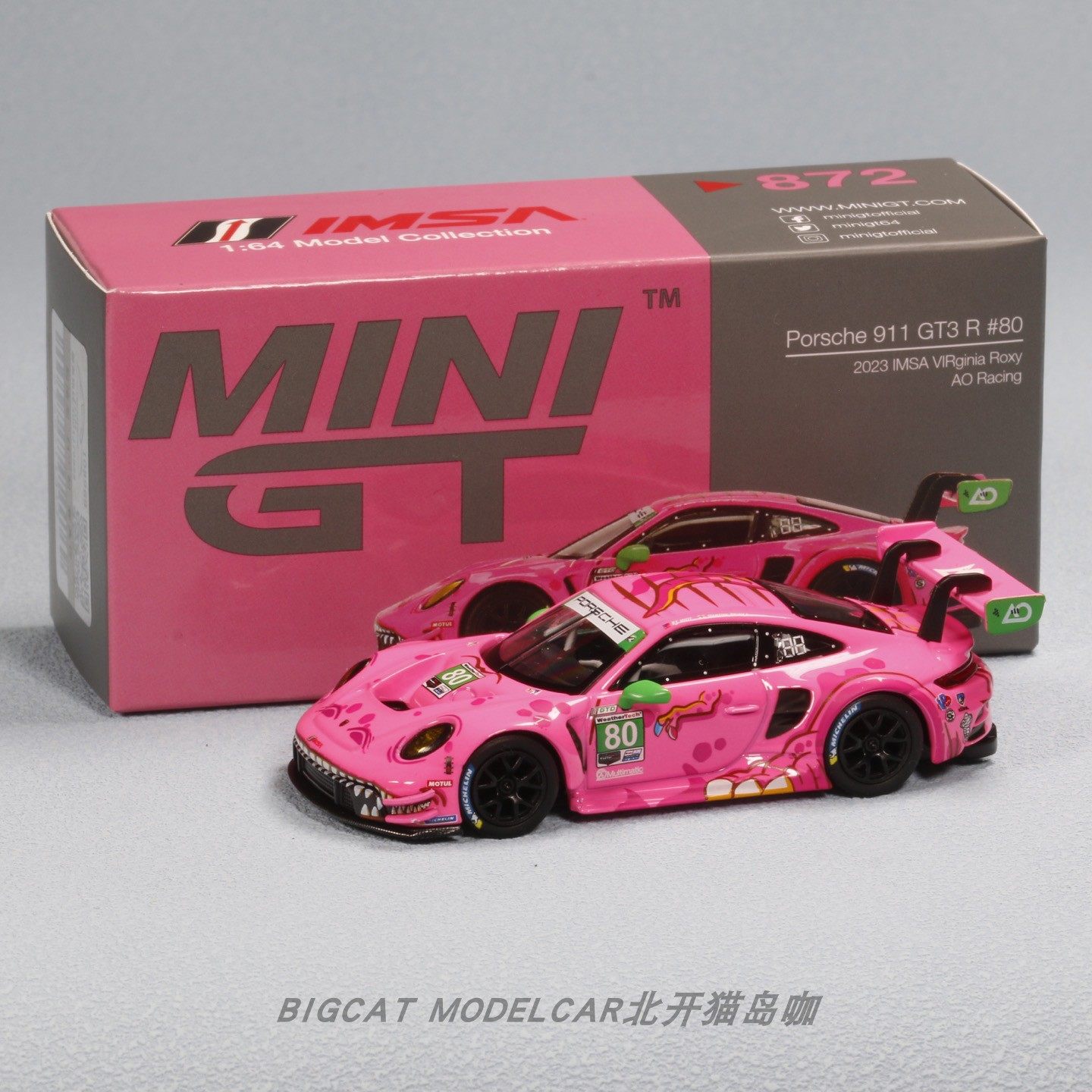 MINIGT保时捷911 GT3 R #80 2023 IMSA霸王龙 粉恐龙合金1/64车模,模玩/动漫/周边/娃圈三坑/桌游,火车/摩托/汽车模型,淘宝优惠券,粉丝福利购,淘宝优惠卷