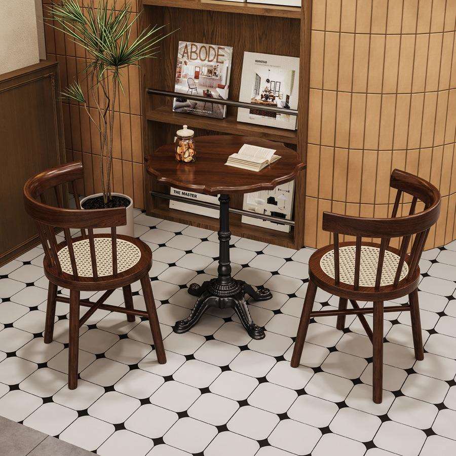 中古风餐厅桌椅咖啡厅餐饮店卡座沙发桌椅饭店餐馆餐桌椅组合