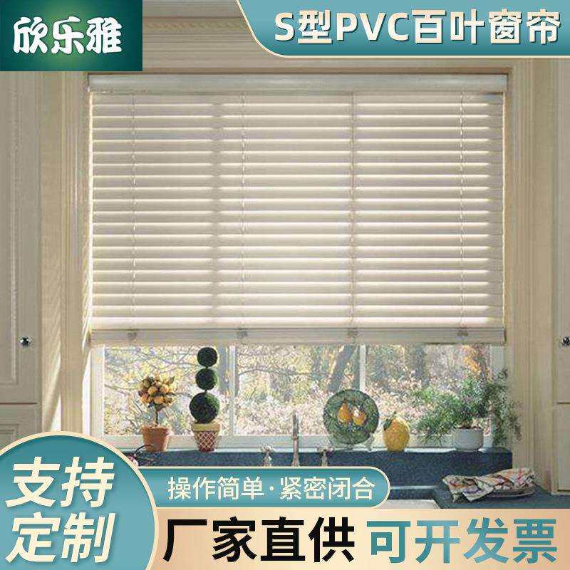 苏州厂家S型PVC百叶窗帘阳台办公室拉珠升降遮光防水飘窗阳台专用