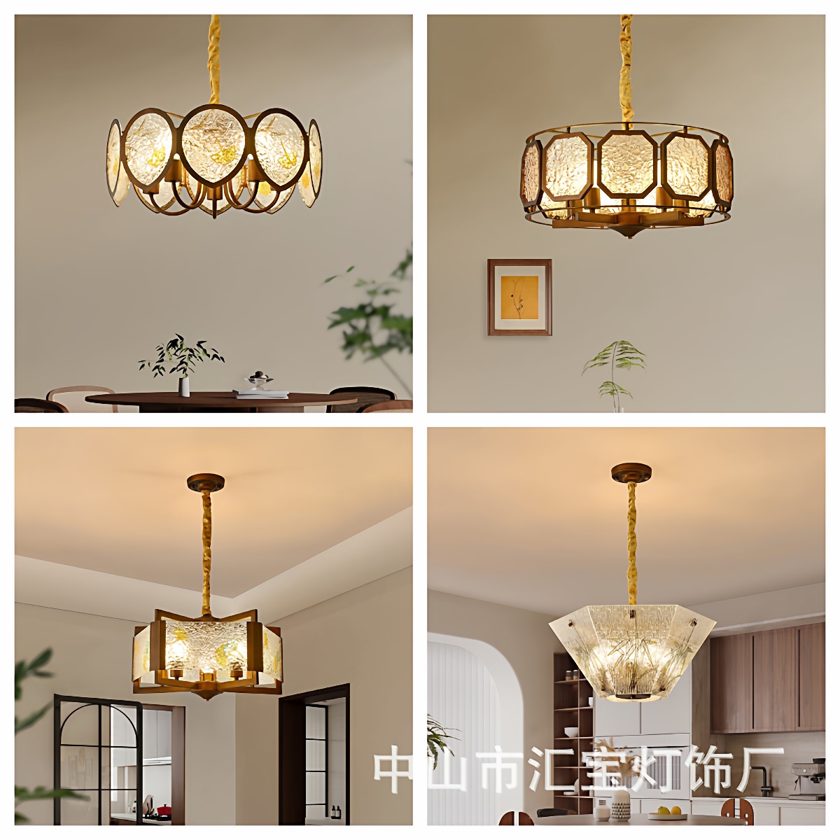 2025年新款法式中古风灯具餐厅吊灯复古胡桃色卧室餐厅书房主灯饰