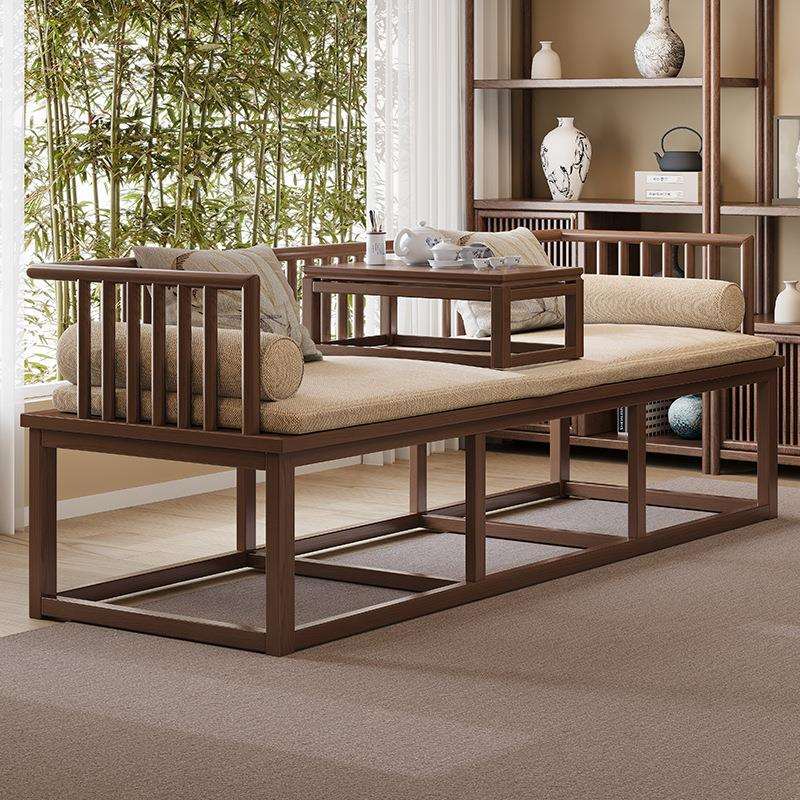 宋代美学实木罗汉床新中式禅意卡座客厅贵妃榻茶室木头双人沙发椅