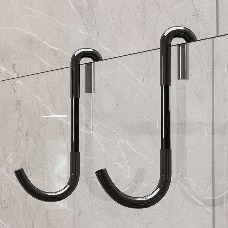 淋浴房玻璃门挂钩门后挂架免打孔毛巾F浴巾S型钩子简易整理神器架
