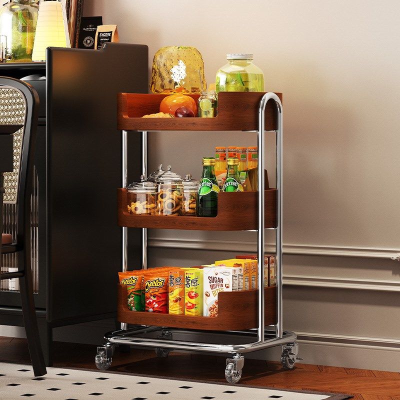 中古小推车零食置物架q移动沙发边几落地分层茶几客厅水果饮料架