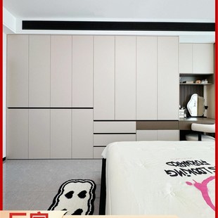 整体衣柜全屋定制现代奶油风实木卧室衣橱L一门到顶衣帽间工厂定