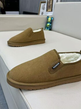 2024冬季新款加绒保暖一脚蹬低帮套脚豆豆N鞋百搭轻便棉鞋时尚男