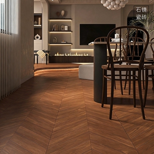 家装必选!对线整齐全瓷木纹砖600x1200鱼骨拼人字拼法式中古风