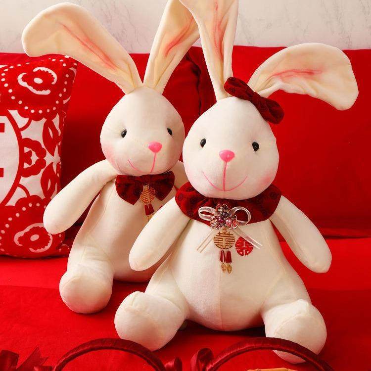 ins新婚压床娃娃一对婚房布置公仔兔新婚用品庆用品福娃抱枕礼物