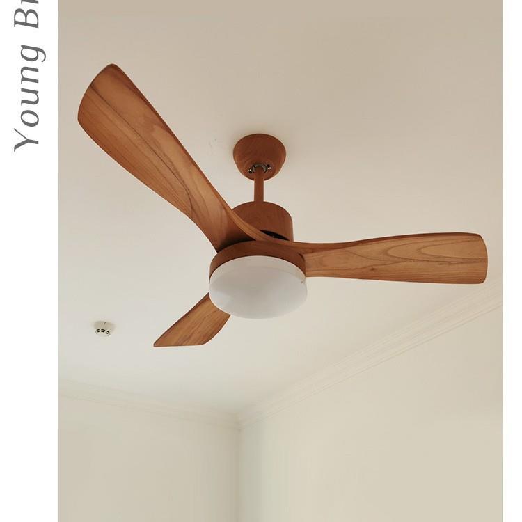 日式实木餐厅风扇灯一体客厅儿童房卧室吊扇简约led吸顶静音吊灯