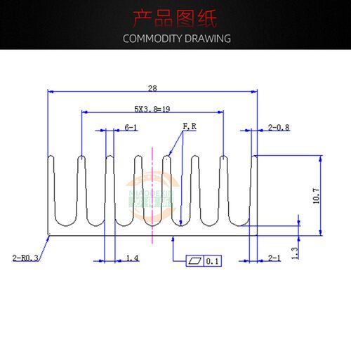 CPU散热器 50*28*11MM 芯片电子降温铝制散热片 铝散热条