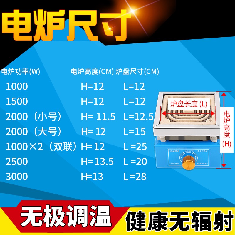电炉子1000w调温电炉丝灶小型家用取暖炒菜实验电U炉盘加热烤火器