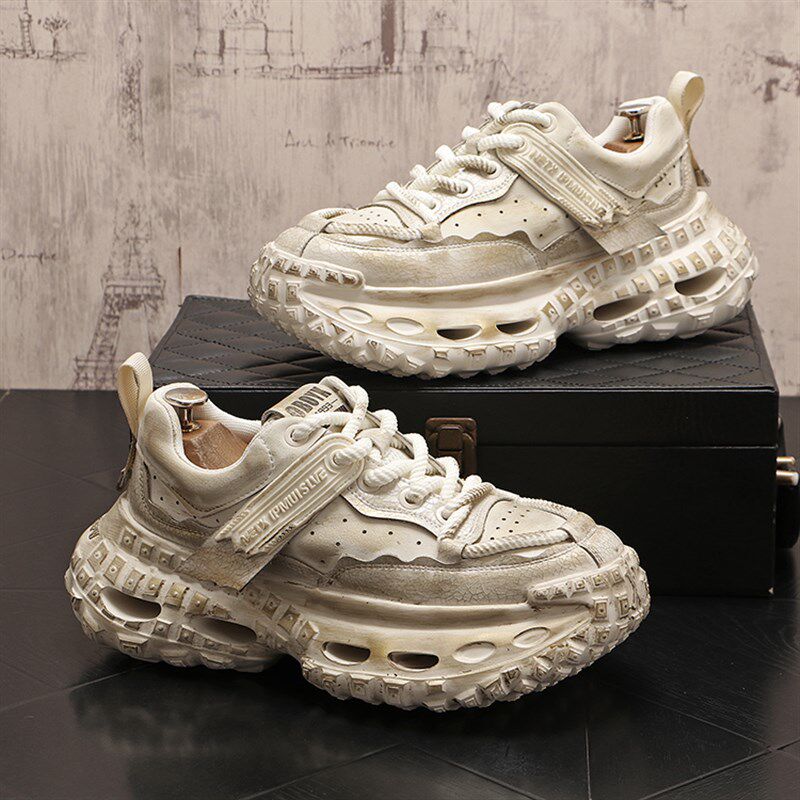 老爹鞋男士擦色皮做旧款时尚男鞋子小众2024新款潮流韩版男脏脏鞋,流行男鞋,老爹鞋,淘宝优惠券,粉丝福利购,淘宝优惠卷