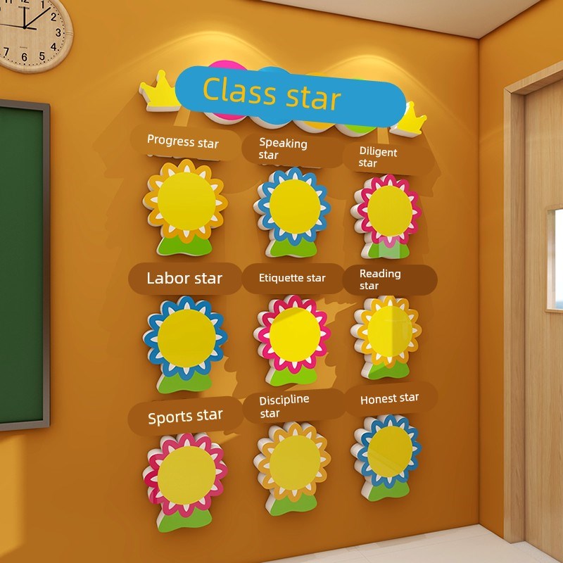 小学幼儿园每周班级之星评比栏照片墙贴画教N室布置励志立体文化