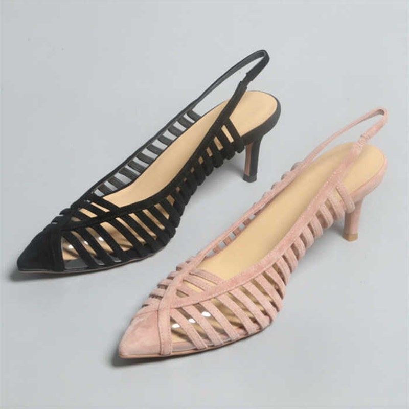 台款新款防滑鞋底细跟羊磨砂皮透明硅胶带鞋包头尖头高跟女凉鞋子,女鞋,时装凉鞋,淘宝优惠券,粉丝福利购,淘宝优惠卷