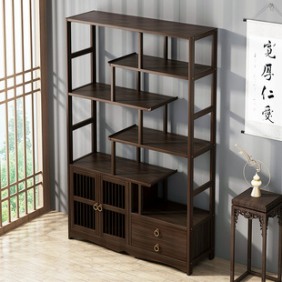 博古架实木中式茶柜置物架茶叶架展示柜现代简约摆件装饰品博物架