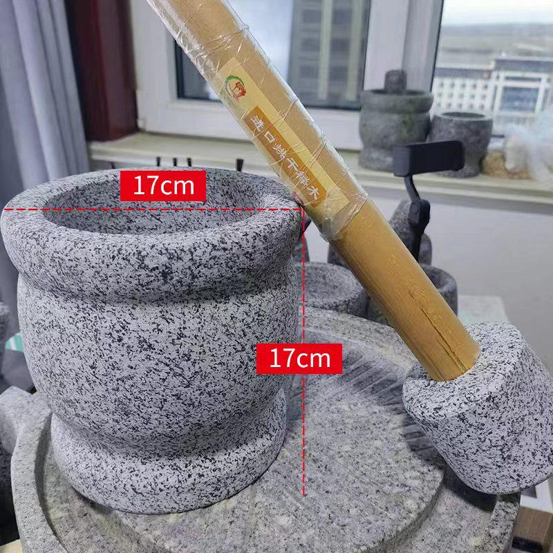 天然黑花石捣蒜器家用石臼蒜缸捣药罐研磨器蒜缸捣泥器蒜臼子新款