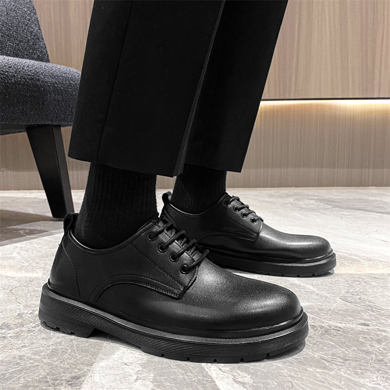 男生大头皮鞋青少年纯黑色中学生表演钢琴演出小皮鞋增高男鞋子38