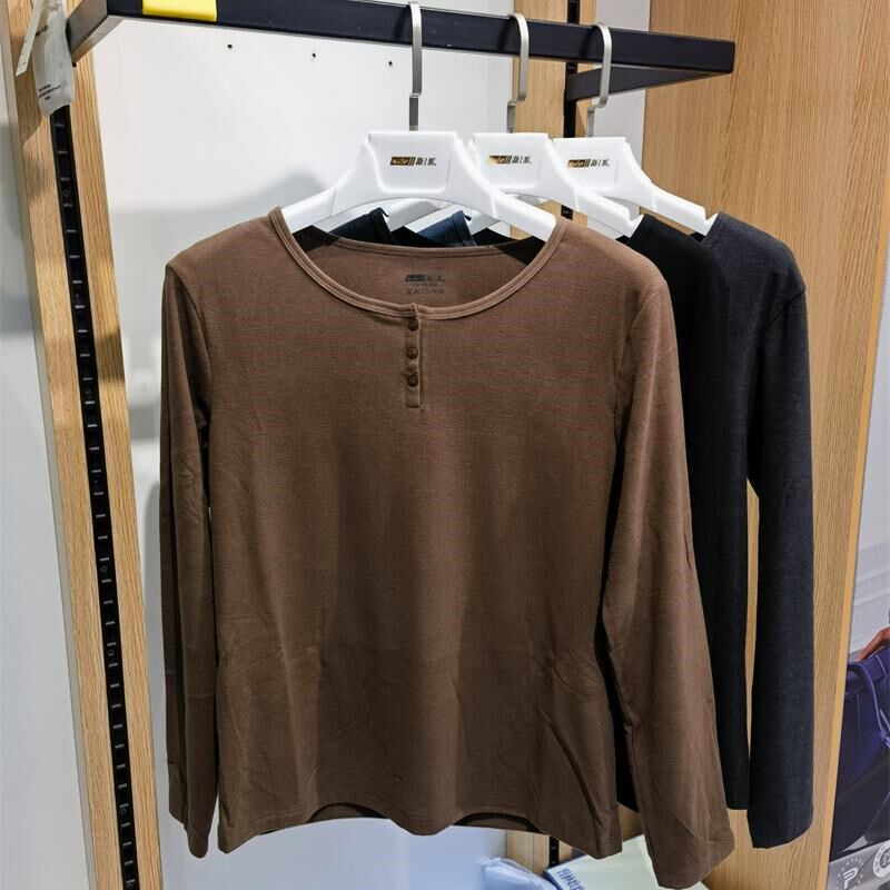 新一系68877秋冬女纯色中高圆寸领秋衣打底衫磨S绒保暖T恤发热简