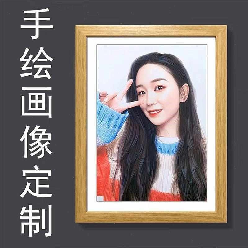物彩手绘画帮转素描手绘肖像画真人【头像铅画像人代照片画画人7