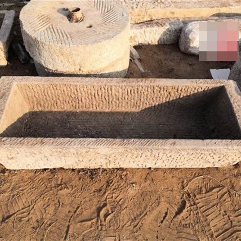 农耕老石器循环水组件猪石槽长石槽养鱼养花石盆青石槽大理石槽子