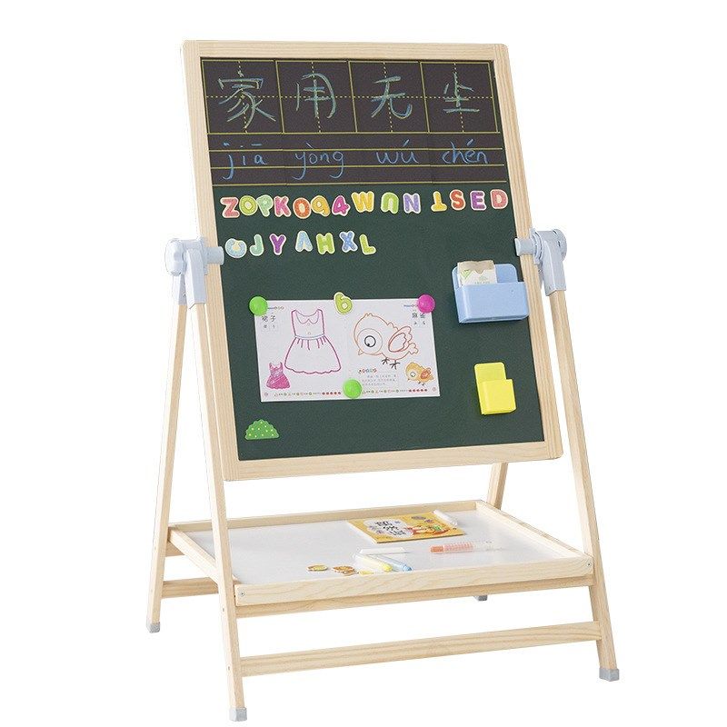 小黑板家用儿童磁性涂鸦双面画画板写字板支架式幼儿宝宝无尘画板