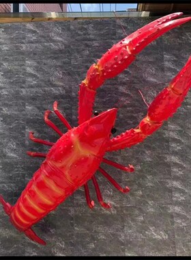 玻璃钢发光龙虾雕塑仿真小龙虾模型海鲜烧M烤大排档招牌迎宾挂门