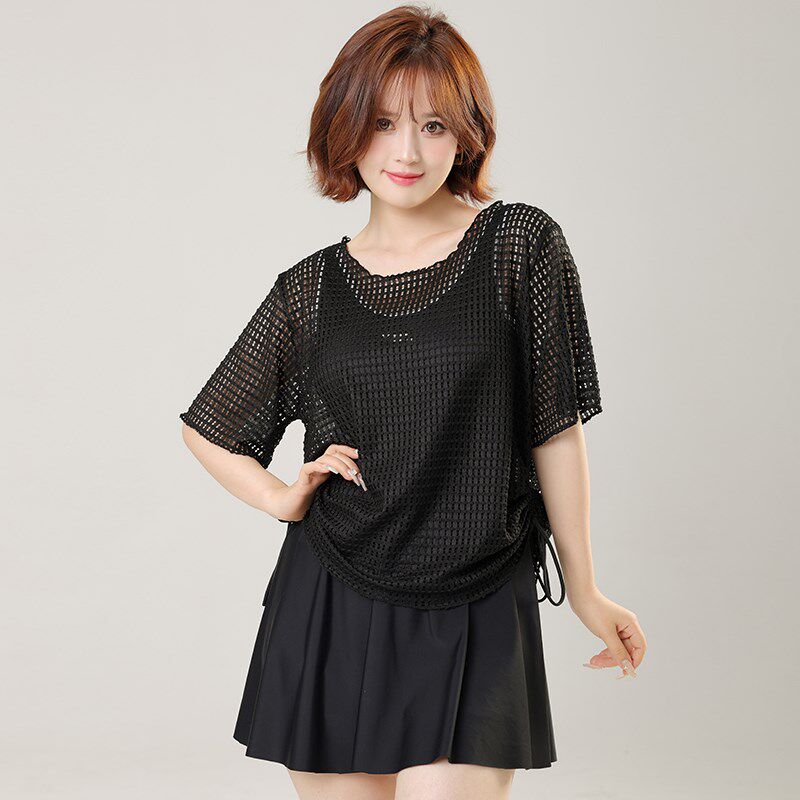 泳衣女大码胖mhm200斤连体裙式带罩衫外搭宽松遮肚显瘦两件套度假