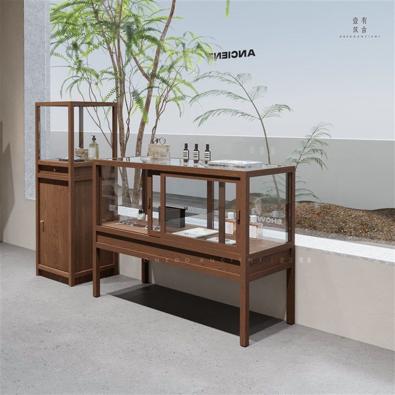 珠宝饰品玻璃展柜玉器收藏品展示陈列柜现代木质摆件精品置物柜台