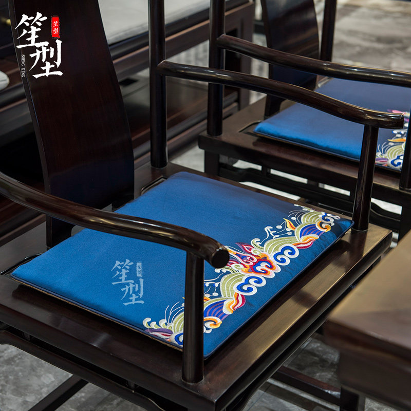 中式红木沙发坐垫实木椅子座垫江水岸崖纹古典餐椅茶椅圈椅垫防滑