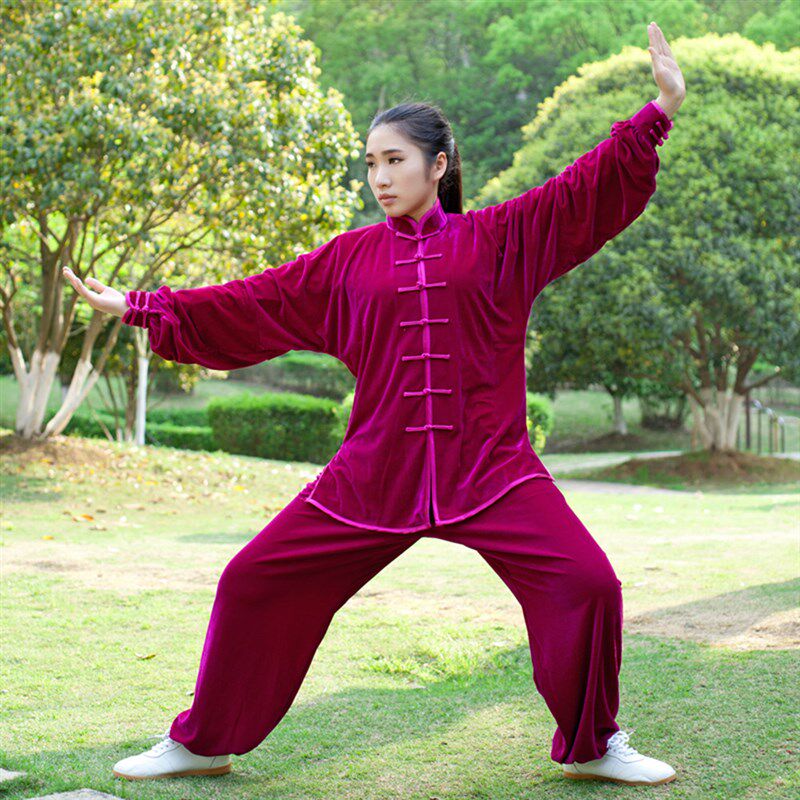 太极服金丝绒加厚不倒绒 太极服女 秋冬款男太P极拳练功服装表演