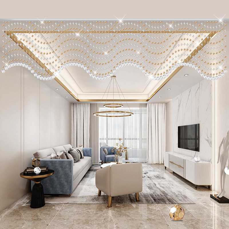 水晶珠帘阳台装饰客餐厅隔断卫生间过道门帘波浪形挂帘子吊帘珠链
