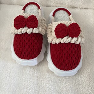 成品包邮手工编织新婚拖鞋结婚拖鞋新婚礼物男女秋冬家居鞋