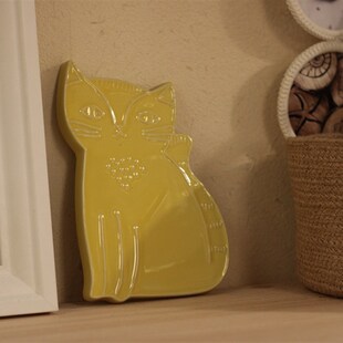 饰 橱窗装 日单陶瓷浮雕猫咪摆y件 陶瓷摆件 包邮 美式 一只喵