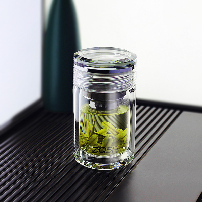 高档迷你单双层i水晶玻璃杯小巧便携泡茶喝水杯子好看高颜值女士
